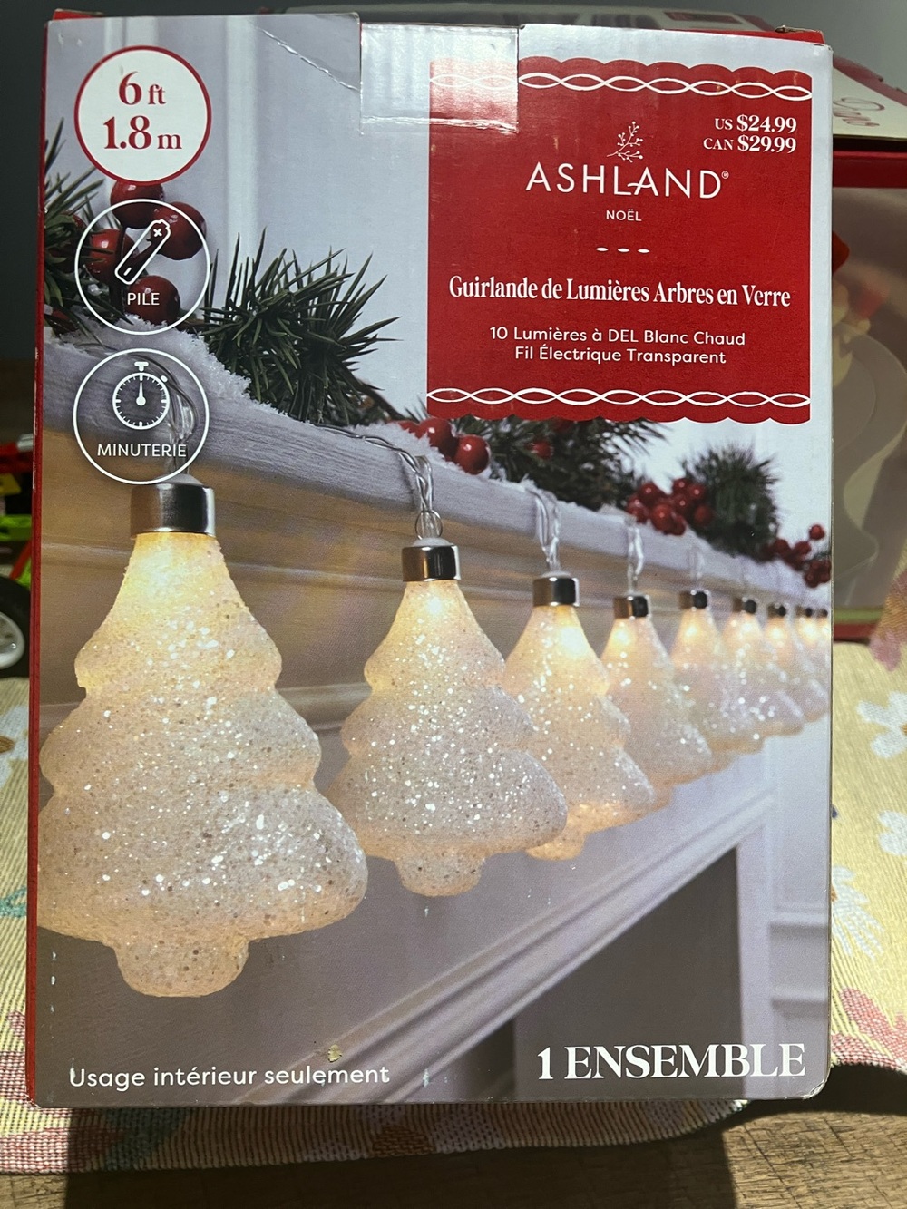 Ashland White Glitter Tree LED String Lights - Warm White